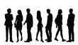 © Galina - Vector silhouettes of  men and a women, a group of standing business people, black color isolated on white background