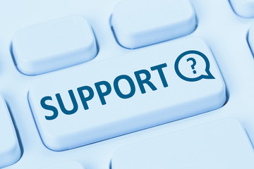 Wall Mural - support online help contact customer service communication telephone internet blue computer keyboard