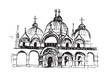 Rysynek ręcznie rysowany. Widok na kościół śiwętego Marka w Wenecji