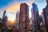 Fototapeta Miasto - View of New York City with urban skyscrapers