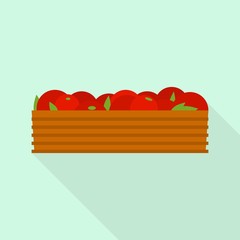 Sticker - Box of tomato icon. Flat illustration of box of tomato vector icon for web design