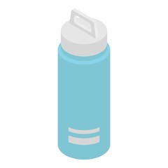 Poster - Turquoise sports bottle icon. Isometric of turquoise sports bottle vector icon for web design isolated on white background