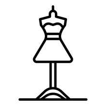 Dress On A Mannequin Icon. Outline Dress On A Mannequin Vector Icon For Web Design Isolated On White Background