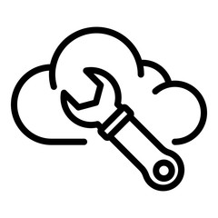 Sticker - Cloud wrench icon. Outline cloud wrench vector icon for web design isolated on white background