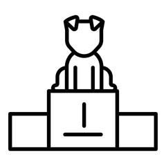 Poster - Dog on podium icon. Outline dog on podium vector icon for web design isolated on white background