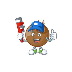 Sticker - Plumber medlar fruits cartoon character for design logo