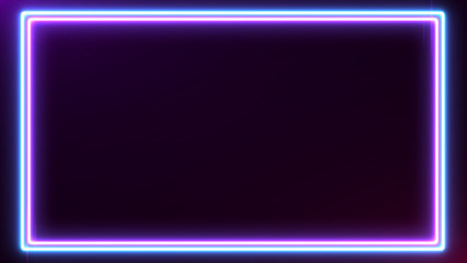 Wall Mural - abstract neon bright colored frame square on a dark background. laser show colorful design for banne