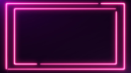 Wall Mural - abstract neon bright colored frame square on a dark background. laser show colorful design for banne