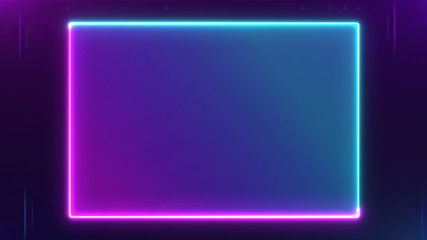Wall Mural - abstract neon bright colored frame square on a dark background. laser show colorful design for banne