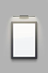 Wall Mural - Mockup Picture and square frame with light