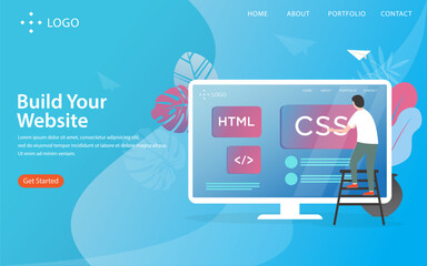 Build your website, landing page vector illustration concept