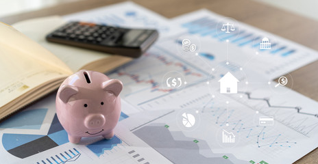 Wall Mural - businessman working using a calculator finance accounting concept achievement to balance man assistant accounting