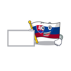 Canvas Print - With board slovakia cartoon flag fluttering on pole