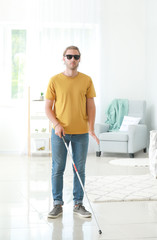 Poster - Blind young man at home