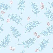 Blue Floral Wallpaper In The Style Of Baroque. A Seamless  Background. Floral Pattern.