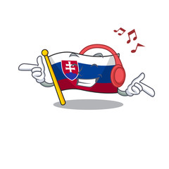 Sticker - Listening music flag slovakia isolated in the cartoon