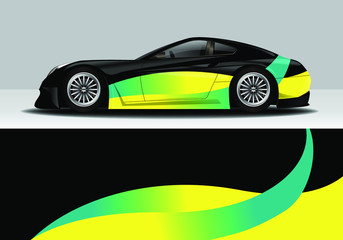 Wall Mural - car wrap with colorful modern line vector design