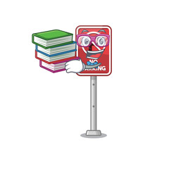 Canvas Print - Student with book no parking the cartoon side road