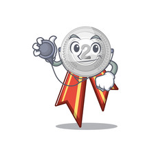 Sticker - Doctor silver medal with the shape cartoon