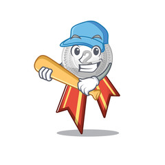 Canvas Print - Playing baseball silver medal with the shape cartoon