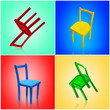 © valkoinen7 - set of multi-colored chairs on a colored background