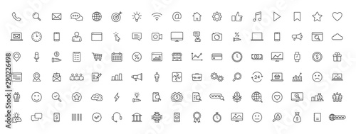 Fotografía Big set of 100 Business and Finance web icons in line style