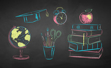 Chalk Illustrations Of Education Items