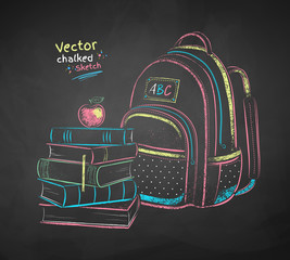 Wall Mural - illustration of books and school bag