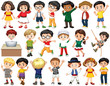 © blueringmedia - Set of happy children greeting