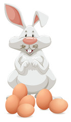 Poster - White rabbit with chicken eggs