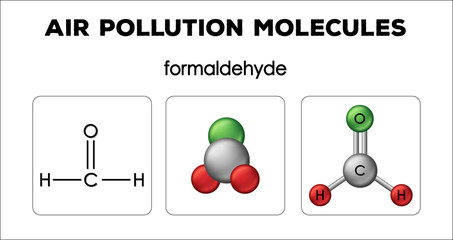 Wall Mural - Diagram showing air pollution molecules of formaldehyde