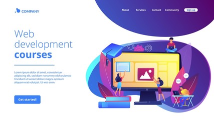 Wall Mural - e-learning, online classes and webinars. remote it studying. web development courses, web developmen