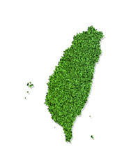 vector isolated simplified illustration icon with green grassy silhouette of taiwan (roc) map. white
