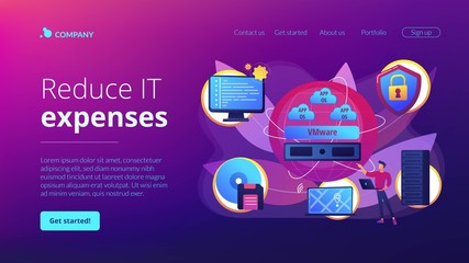Wall Mural - virtual machines. operating system and data storage. virtualization technology, process virtual repr