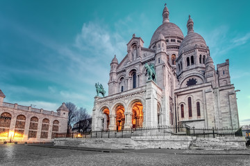 Wall Mural - View of the Sacre Coeur Cathedral in Paris, France. Photo taken in the morning.