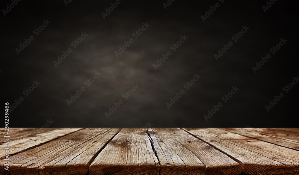 Empty old wooden table background - obrazy, fototapety, plakaty 