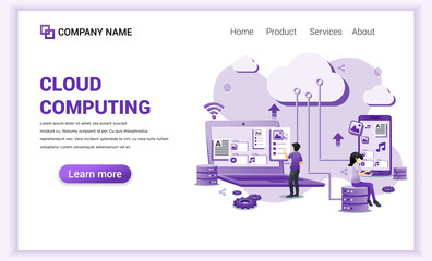 Wall Mural - modern flat design concept of cloud computing, digital storage, data center and digital network with