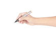 © violetkaipa - Hand with pen on white background