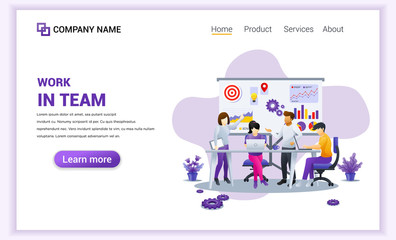 Wall Mural - modern flat design concept of team work design with characters in meeting and presentation. can use 