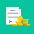 © vladwel - Money lend contract success deal, borrow agreement promise with vector illustration, flat cartoon signature document and loan or credit cash, financial insurance application form or partnership image