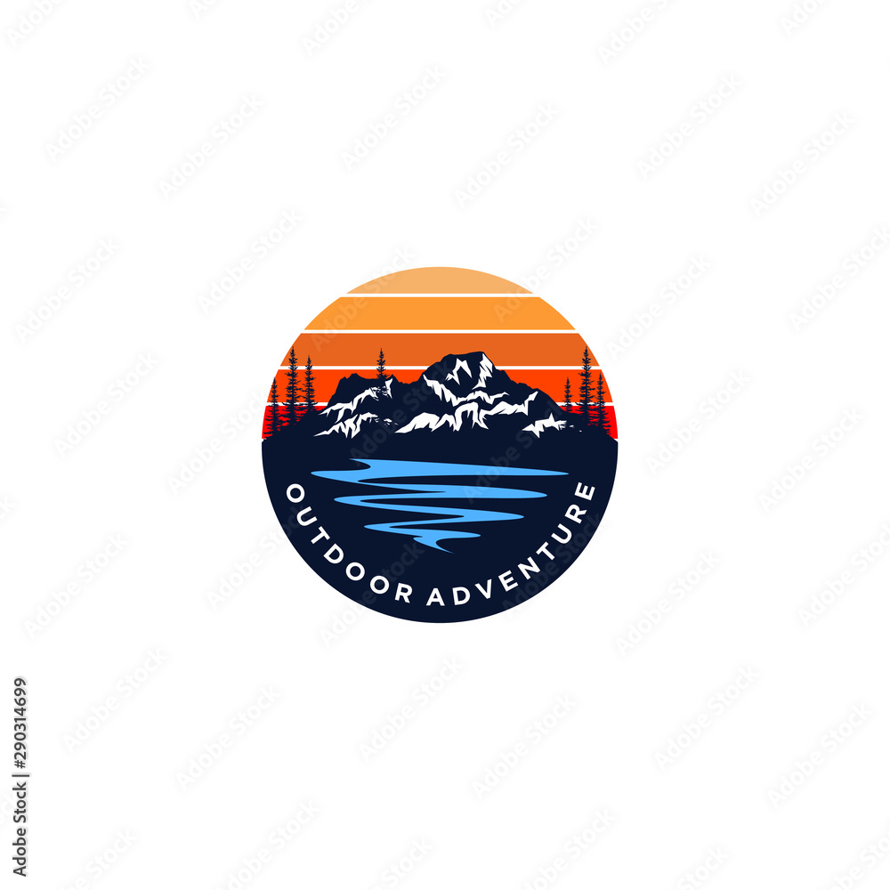 Outdoor mountain nature logo - adventure wildlife pine tree forest ...