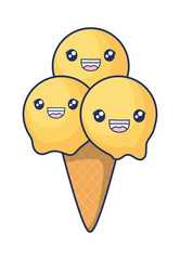 Canvas Print - cute ice cream colorful kawaii character