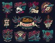 Tattoo studio colorful vintage badges