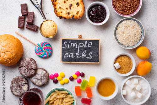 Fotomural Assortment of simple carbohydrates food