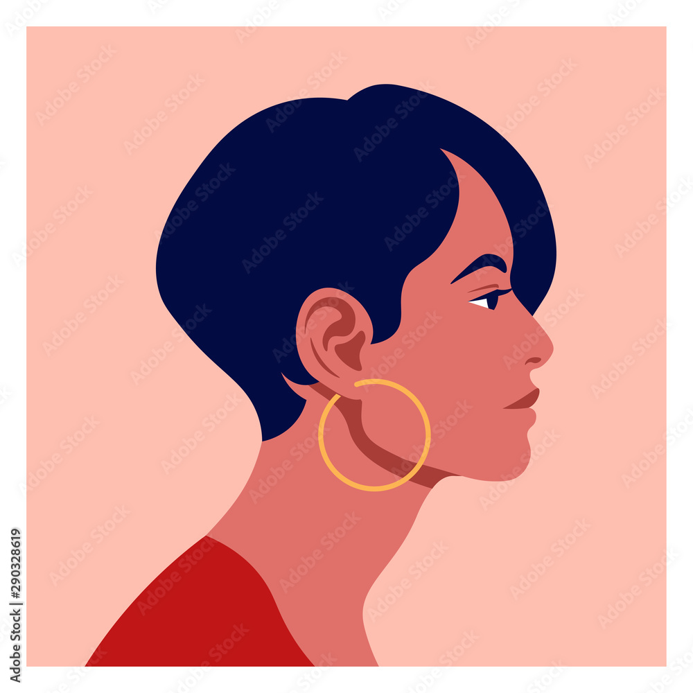 Latin American head in profile. Hispanic woman. Races and nationalities ...