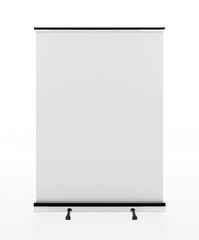 Wall Mural - Outdoor Advertising Stand Banner (empty roll-up poster) - mockup template isolated on white background. 3D rendering