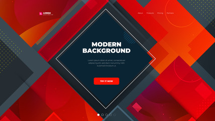 Wall Mural - Modern Red Background, great design for any purposes. Abstract vector illustration. Business concept. Red brochure, flyer or web site landing design template. Geometric pattern. Abstract background.