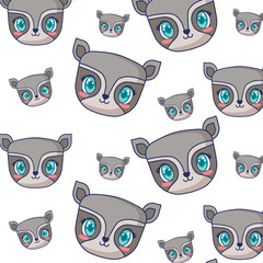 Wall Mural - cute raccoon adorable characters pattern