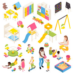 Poster - Kindergarten Isometric Elements Collection