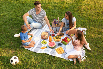 Poster - Happy family having picnic in park on sunny summer day